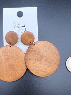 Holiday Trading Australia Langley Wooden Disc Earrings